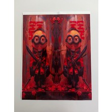 Araç Kapı Direk Kaplama Folyosu Sarı Savaşcı Desenli DRK26 (Sağ Sol Takım) (2 Adet) - 22X50 cm