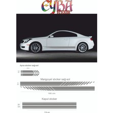 Marşpiyel,kaput,yan Ayna Oto Sticker - Araba Sticker - 5 Parça- 180X10 CM,90X20CM,20X2,5CM Sport 3