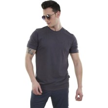 Erkek Tişört - Pamuklu Spor Tişört - Lucid - Antrasit (600616)