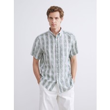 Lc Waikiki Yeni Sezon Regular Fit Kısa Kollu Çizgili Poplin Erkek Gömlek