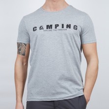 Erkek Tişört - Pamuklu Spor Tişört - Buteo - Gri Melanj (600610)