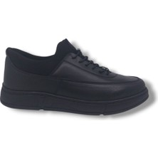 Modesa 2566 Erkek Siyah Hakiki Deri Çorap Model Kauçuk Taban Ayakkabı