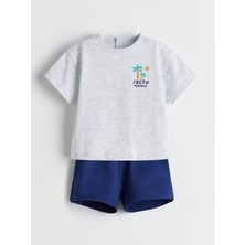 Lc Waikiki Yeni Sezon Baskılı Erkek Bebek Tişört ve Şort 2'li