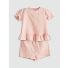 Lc Waikiki Yeni Sezon Bisiklet Yaka Kız Bebek Bluz ve Şort 2'li