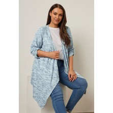 Büyük Beden Uzun Kollu Önü Kapamasız Asimetrik Kesim Ince Hırka 304057