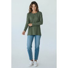 Kadın Yaka Düğme Detaylı Mevsimlik Bluz