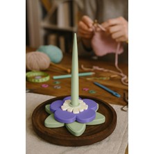 Obaco Çiçekli Ip Tutucu, Pembe Mor Yün Tutucu, 17CM Bioplastik Iplik Tutucu