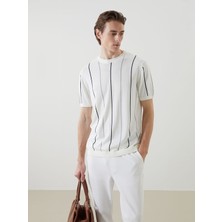 Lc Waikiki Yeni Sezon Bisiklet Yaka Kısa Kollu Çizgili Erkek Triko Kazak