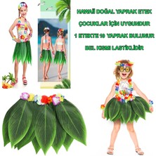 Mustran Tropikal Esintili Hawaii Yapraklı Parti Eteği Çocuk Boy