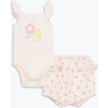 Lc Waikiki Yeni Sezon Çiçekli Kız Bebek Çıtçıtlı Body ve Şort 2'li