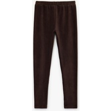 Koton Beli Lastikli Yüksek Bel Basic Kadife Tayt Kız Çocuk İçin Kahve Renkli Rahat Günlük Kullanım