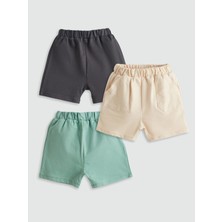 Lc Waikiki Erkek Bebek Lastikli Basic Şort 3'lü Düz Tasarım Hafif Kumaş