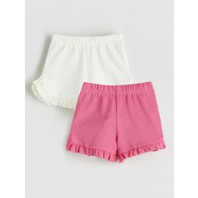 Lc Waikiki Yeni Sezon Beli Lastikli Fırfırlı Kız Bebek Şort 2'li