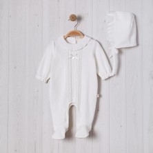 Nervürlü Yakası Fırfırlı Şapkalı Bebe Kız Tulum