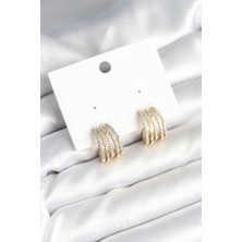 Mç Plus Kaburga Model Zirkon Taşlı Pirinç Kadın Küpe