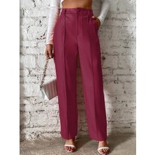 Sosostyle Kadın Önden Fermuarlı Cepli Geniş Kesim Lame Deri Pantolon