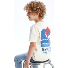 Lc Waikiki Yeni Sezon Bisiklet Yaka Baskılı Erkek Çocuk Tişört
