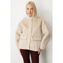 Ekol Peluşlu Kapak Cepli Mont Kum 08007