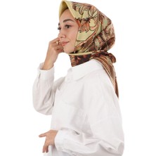 Yeşil Derya Desen Twill Ipek Eşarp