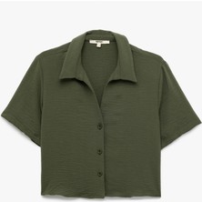 Regular Fit Kaçık Yaka Kısa Kollu Gömlek