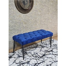 Siyah Boyalı Tel Ayaklı 90 cm Puf Bench - Puf - Bench - Kasalı Oturak - Oturak - Yatak Ucu Puf Mavi Renk 90 x 41 Boyut/ebat