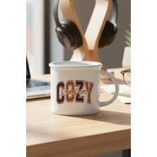 Sonbahar Teması Cozy Season Baskılı Enamel Görünümlü Seramik Vintage Kupa Bardak