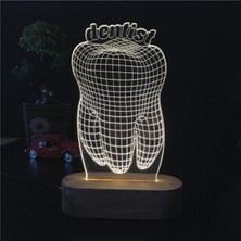 Sevimli 3D Diş Hekimi Tasarımlı Gece Lambası, Beyaz Işık