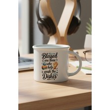 Blessed Are Those Who Baskılı Enamel Görünümlü Seramik Vintage Kupa Bardak