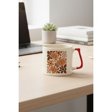 Boho Floral Fall Pumpkin Baskılı Kırmızı D Kulplu Kupa Bardak