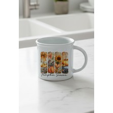Pumpkin Season Baskılı Enamel Görünümlü Seramik Vintage Kupa Bardak