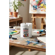 A Messy Kitchen Baskılı Seramik Kapaklı Kokusuz Küllük