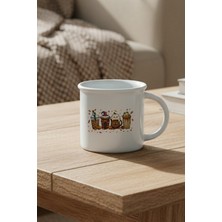 Sonbahar Temalı Kahveler No:3 Baskılı Enamel Görünümlü Seramik Vintage Kupa Bardak