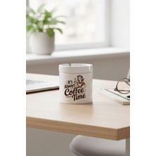 Its Always Coffee Time Baskılı Seramik Kapaklı Kokusuz Küllük