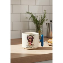 Life Status Baskılı Mavi Renkli T Kulplu Latte Fincanı Kupa