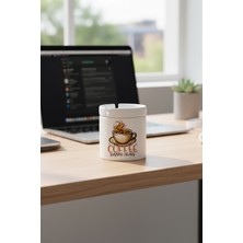 Coffee Before Chaos Baskılı Seramik Kapaklı Kokusuz Küllük