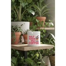 Half Human Half Coffee Baskılı Seramik Kapaklı Kokusuz Küllük