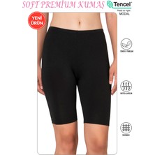 Özkan 27780 Kadın Premium Kumaş Modal Pamuklu Esnek Rahat Diz Üstü Toparlayıcı Yüksek Bel Kısa Tayt