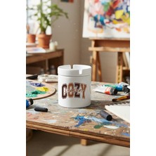 Sonbahar Teması Cozy Season Baskılı Seramik Kapaklı Kokusuz Küllük