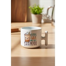 Running On Coffee Baskılı Hediyelik T Kulplu Latte Fincanı Kupa Bardak