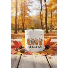 Sonbahar Temalı Kahveler No:7 Baskılı Seramik Kapaklı Kokusuz Küllük