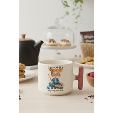 I Found The Key To Happiness Baskılı Pembe Renkli T Kulplu Latte Fincanı Kupa