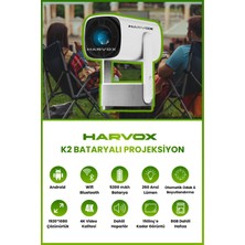 Taşınabilir 4K ve 1080P Destekli Bataryalı Projeksiyon Cihazı, Android Sistemli, Beyaz