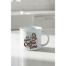 Its Always Coffee Time Baskılı Enamel Görünümlü Seramik Vintage Kupa Bardak