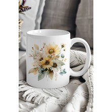 Ayçiçekleri Sonbahar Teması No:5 Baskılı Hediyelik Kupa Bardak