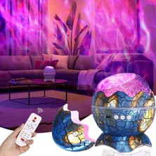 Mavi Dinozor Yumurtası Gökyüzü Projeksiyon Gece Lambası ve Bluetooth Hoparlör