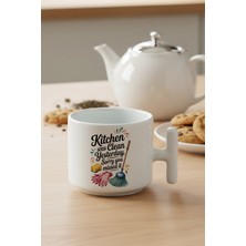 Kitchen Was Cleaned Baskılı Hediyelik T Kulplu Latte Fincanı Kupa Bardak