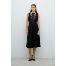 Kolsuz Midi Boy Elbise Siyah K2611002_001