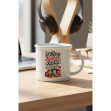 A Messy Kitchen Baskılı Enamel Görünümlü Seramik Vintage Kupa Bardak