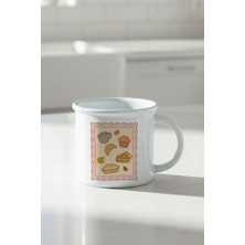 Sonbahar Temalı Tatlılar Baskılı Enamel Görünümlü Seramik Vintage Kupa Bardak