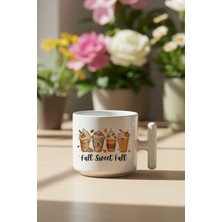 Sonbahar Temalı Kahveler No:7 Baskılı Hediyelik T Kulplu Latte Fincanı Kupa Bardak